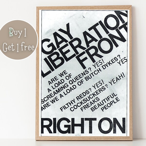 Gay Liberation Front Poster 1970 | Gay Art | Gay Rights Print | Vintage Wall Art | LGBT Prints | Pride Gift | Pride Poster | LGBTQ Art