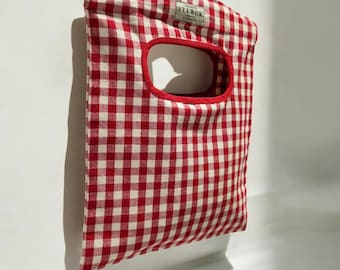 Gingham Red Cotton Clothes Peg Bag