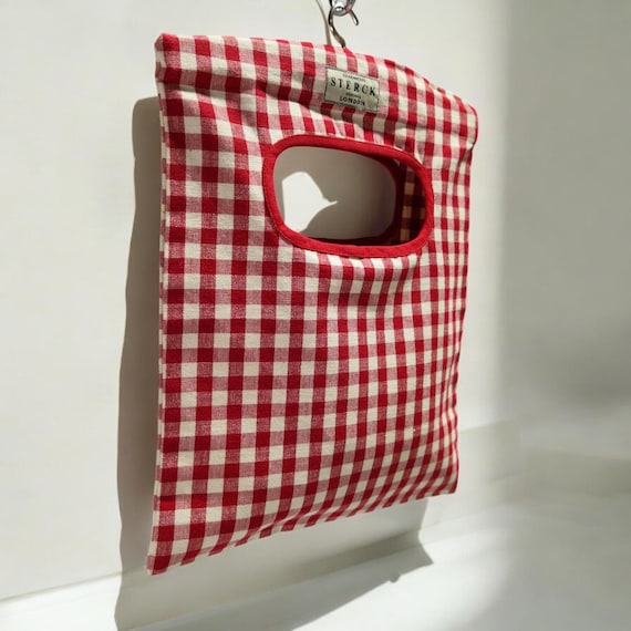 Gingham Red Cotton Clothes Peg Bag