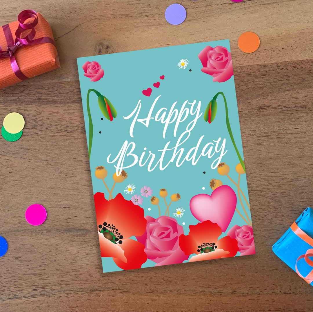 Moderne Geburtstagskarte Happy Birthday alles - Etsy.de