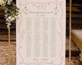 Hand Drawn Wedding Seating Chart: Fun Trendy Illustration (Digital Download)