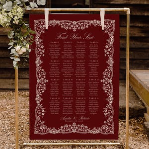 Burgundy Wedding Seating Chart: Hand-Drawn Illustrations (Digital Download)