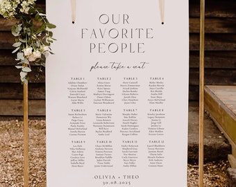 Minimalist Wedding Seating Chart Template: Modern Table Plan (Digital Download)
