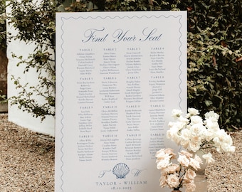 Seashell Wedding Seating Chart: Coastal Beach Design (Digital Download)