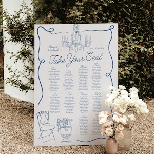 Hand Drawn Wedding Seating Chart | Whimsical Seating Chart | Quirky Table Seating | Fun Wedding Table Plan | illustrations Doodle Scribble