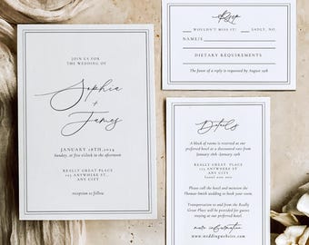Elegant Minimalist Wedding Invitation: Modern Template (Digital Download)