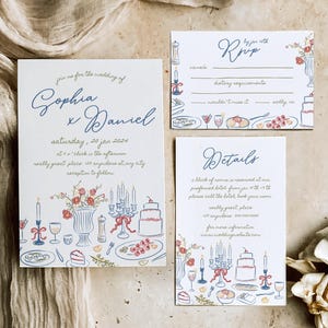 Plantilla de invitación de boda dibujada a mano: Ilustraciones a mano alzada (Descarga digital)