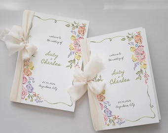 Whimsical Floral Wedding Program Template: Hand-Drawn Garden Party Booklet (Digital Download)