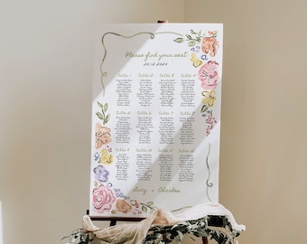 Whimsical Floral Wedding Seating Chart: Hand-Drawn Garden Party (Digital Download)