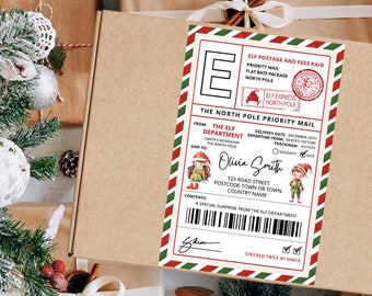 Custom Elf Mail Shipping Label Template | Elf Mail Arrival Box Label | Personalized Elf Shipping Label | Christmas Elf Label | Santa Mail