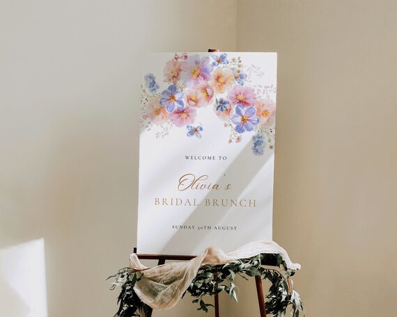 Wildflower Bridal Brunch Welcome Template: Floral Sign (Digital Download)