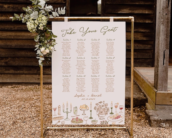 Hand-Drawn Wedding Seating Chart: Scribble Illustrations (Digital Download)