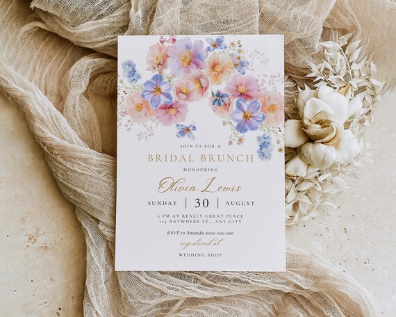 Wildflower Bridal Brunch Invitation: Floral Template (Digital Download)