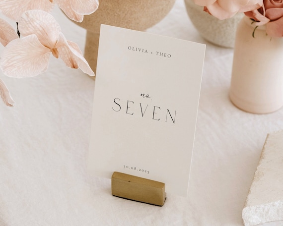 Minimalist Wedding Table Number: Modern Sign (Digital Download)