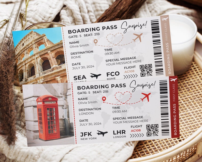 Editable Boarding Pass Template Bundle 6 Premade Boarding Pass Surprise ...