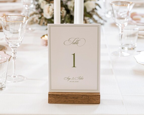 Sage Green Wedding Table Number: Elegant Sign (Digital Download)