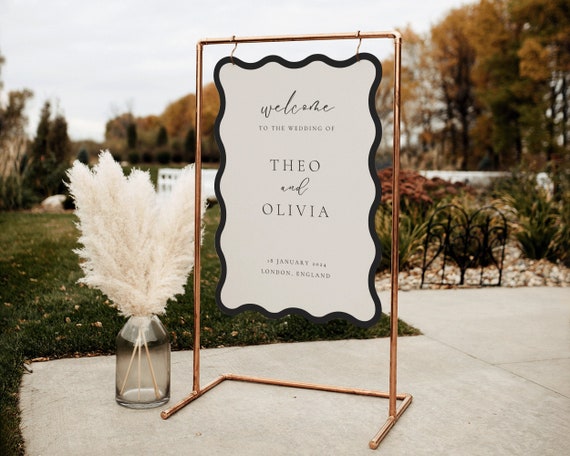 Wavy Wedding Welcome Sign Template: Modern Ripple Design (Digital Download)