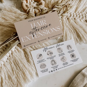 Hair Extension Aftercare Care | Hair Extension Care Guide | Hair Salon Care Guide Card | Printable Hair Card | Editable Hair Instruction