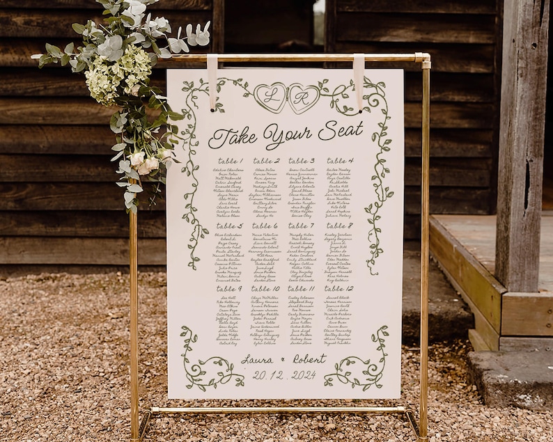 Whimsical Wedding Seating Chart: Italian Mediterranean Design (Digital Download) image 2