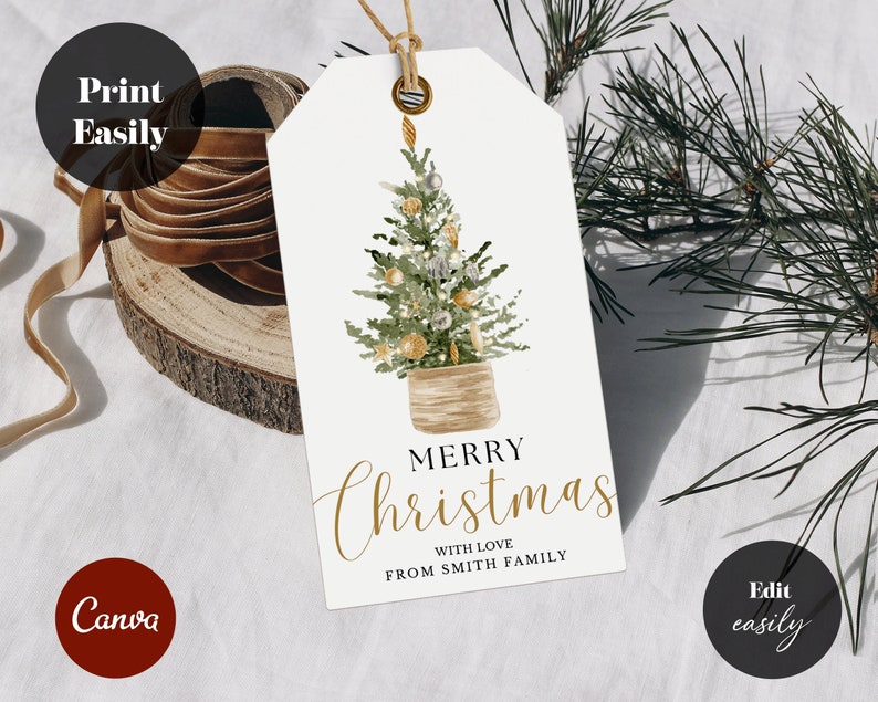 Christmas Trees Tag Merry Christmas Tag Christmas Gift Tag Holiday Favor Tag Holiday Gift Tag Christmas Label Tree image 3