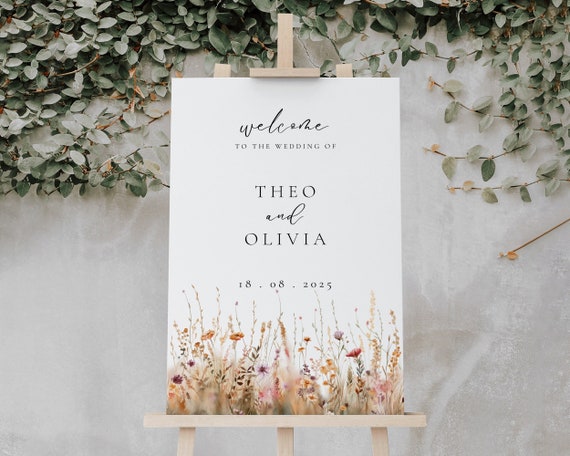 Floral Wedding Welcome Sign: Wildflower Poster (Digital Download)