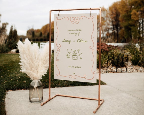 Hand-Drawn Wedding Welcome Sign: Fun Trendy Illustration (Digital Download)