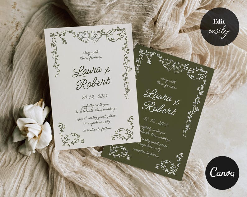 Plantilla de invitación de boda italiana dibujada a mano: Diseño mediterráneo (Descarga digital) imagen 6