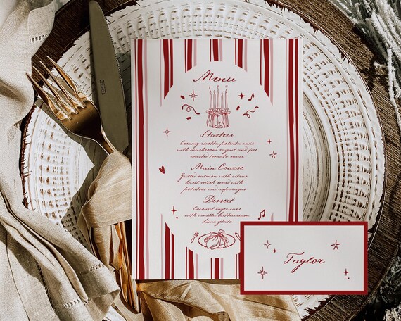Hand-Drawn Bachelorette Party Menu And Place Card: Whimsical Weekend Itinerary (Digital Download)