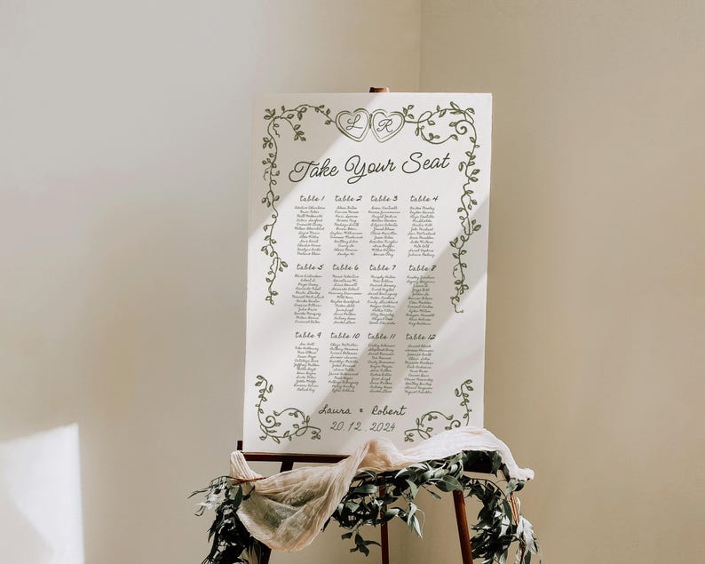 Whimsical Wedding Seating Chart: Italian Mediterranean Design (Digital Download) image 6