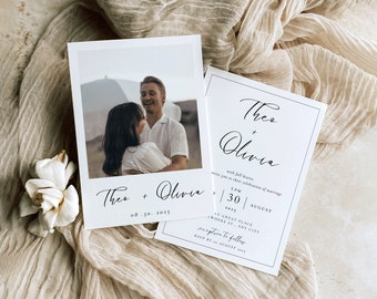 Minimalist Wedding Invitation | Digital Minimalist Wedding Invite Template | Modern Photo Wedding Invitation | Photo Wedding | Boho Wedding