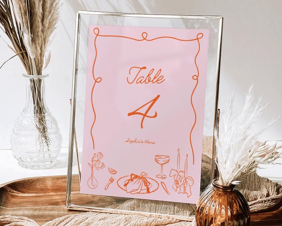 Hand-Drawn Hens Night Table Number: Whimsical Illustrations Sign (Digital Download)