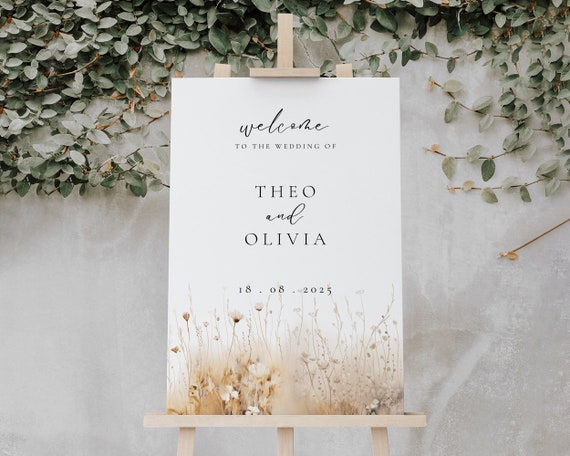 Wildflower Wedding Welcome Sign: Floral Poster (Digital Download)