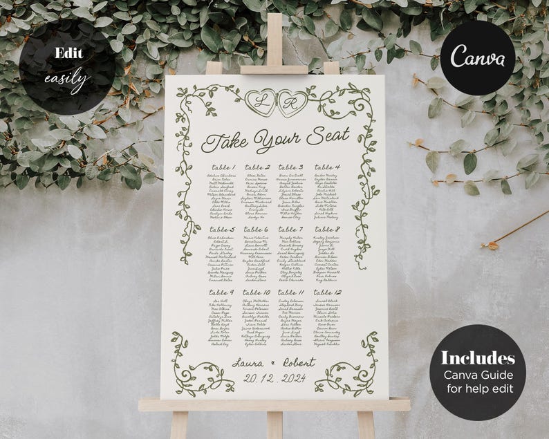 Whimsical Wedding Seating Chart: Italian Mediterranean Design (Digital Download) image 7
