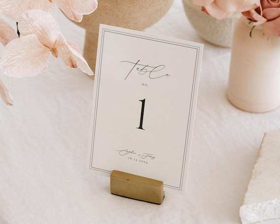 Elegant Minimalist Wedding Table Number: Modern Sign (Digital Download)