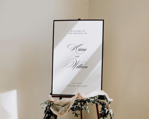 Elegant Minimalist Wedding Welcome Sign: Customizable Reception Template (Digital Download)