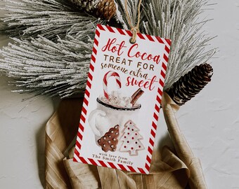 Hot Chocolate Treat for Someone Extra Sweet | Editable Hot Cocoa Christmas Gift Tag | Sweet Bag Tag | Christmas Cocoa Label | Holiday Cocoa