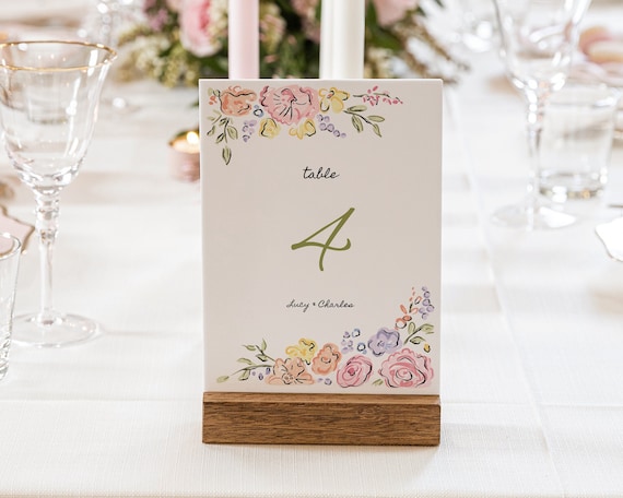 Whimsical Floral Wedding Table Number: Hand-Drawn Garden Party Sign (Digital Download)