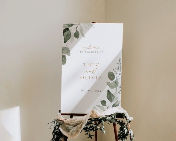 Eucalyptus Wedding Welcome Sign: Greenery (Digital Download)