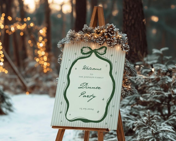 Bow Party Welcome Sign: Striped Template (Digital Download)
