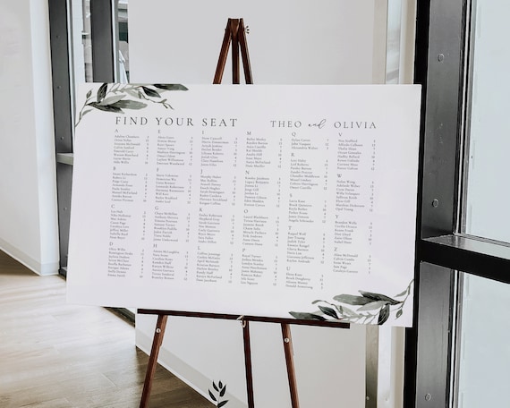 Eucalyptus Wedding Seating Chart: Greenery Sign (Digital Download)