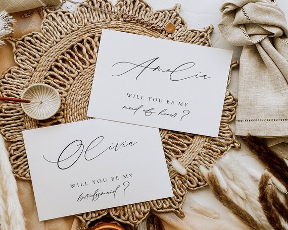 Minimalist Bridesmaid Proposal Card Template: Will You Be My Bridesmaid (Digital Download)