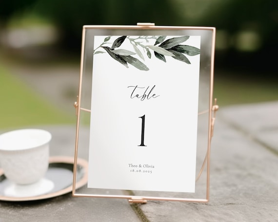 Greenery Wedding Table Number: Eucalyptus Sign (Digital Download)