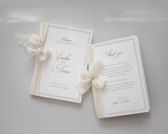Sage Green Wedding Program Template: Elegant Ceremony Booklet (Digital Download)