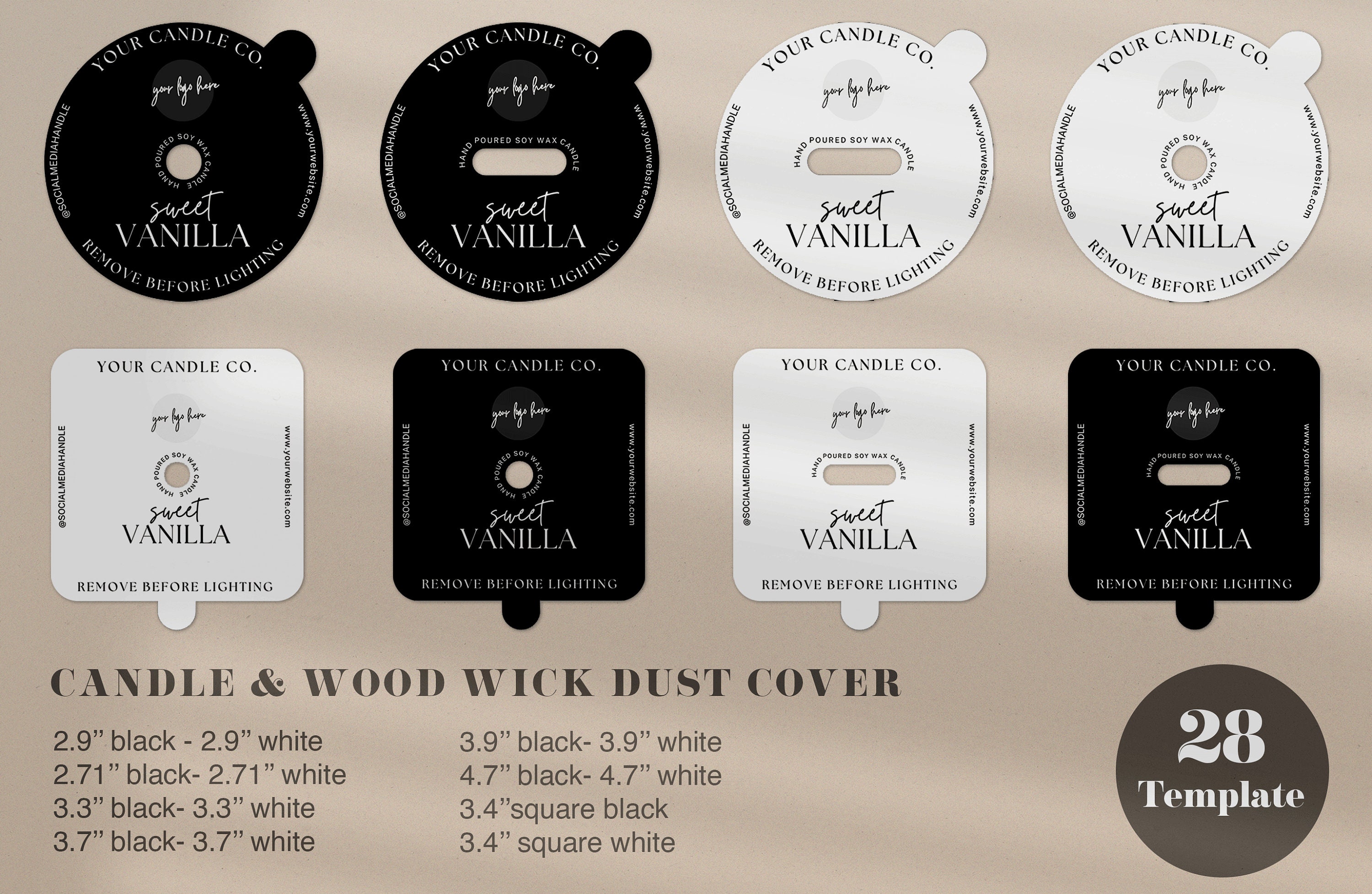 Candle Dust Cover Template - 6 Variations (1783992)