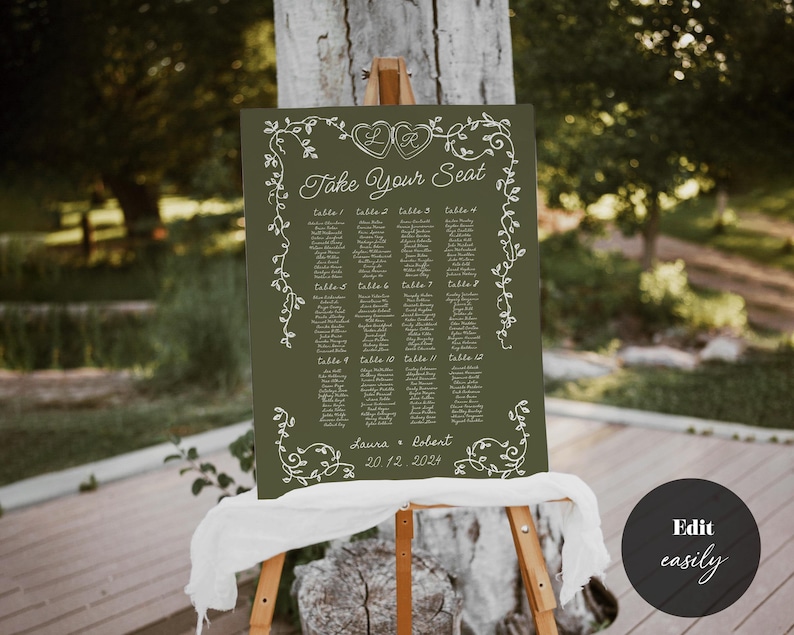 Whimsical Wedding Seating Chart: Italian Mediterranean Design (Digital Download) image 4