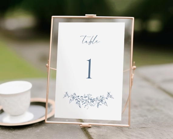 Vintage Floral Wedding Table Number: Botanical Sign (Digital Download