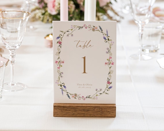 Floral Wedding Table Number: Wildflower Wreath (Digital Download)