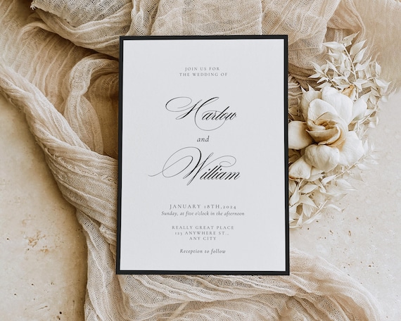 Elegant Minimalist Wedding Invitation Template: Luxury Old Money (Digital Download)