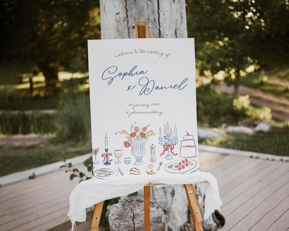 Hand-Drawn Wedding Welcome Sign: Scribble Illustrations (Digital Download)
