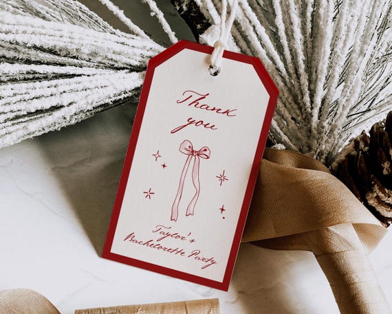 Hand Drawn Bachelorette Party Gift Tag: Whimsical Bow Design (Digital Download)